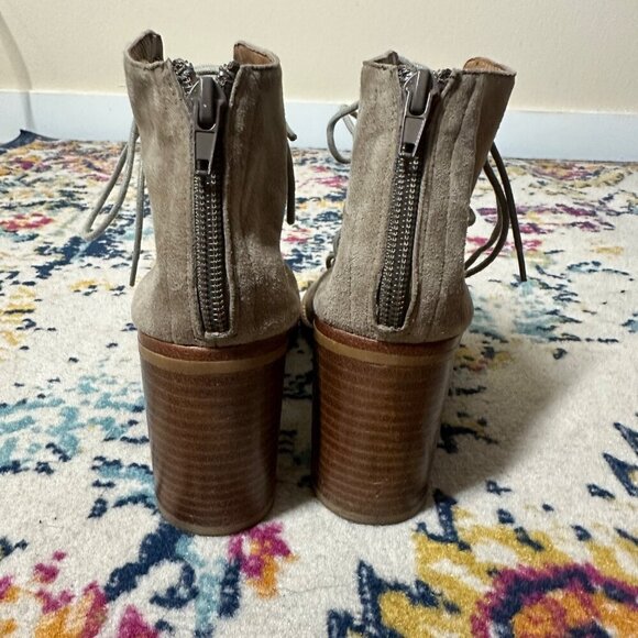 Jeffrey Campbell Cors Lace Up Ankle Boot Womens Size 7 Leather Boho Block Heel - Picture 6 of 13